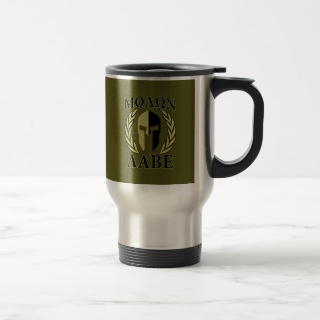 Molon Labe Spartan Mask Laurels Oliv grönt Resemugg (Höger)