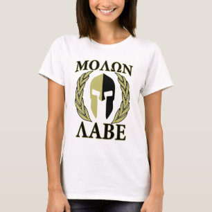 Molon Labe Spartan Mask Laurels Oliv grönt Tee Shirt
