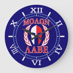 Molon Labe Spartan Mask Laurels Red Blue Dial Stor Klocka