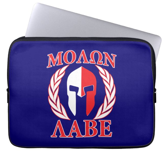 Molon Labe Spartan Mask Laurels Tri Färg Laptop Sleeve (Framsidan)