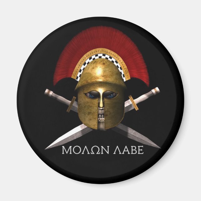 Molon Labe Spartan Skull Magnet (Framsidan)