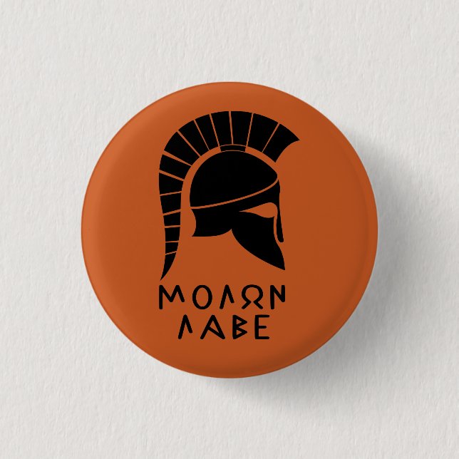 "Molon Labe" Spartan-trohet med gammal hjälm Knapp (Framsida)