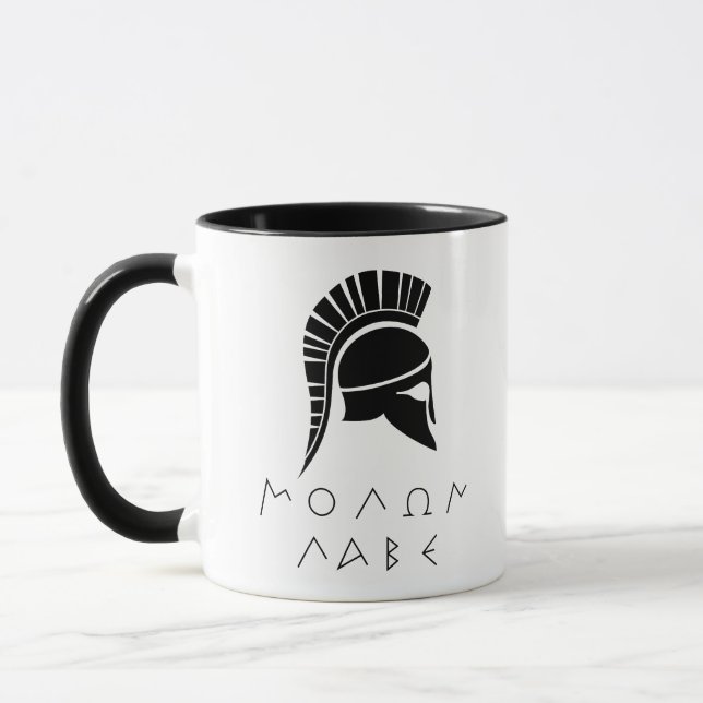 "Molon Labe" Spartan-trohet med gammal hjälm Mugg (Vänster)