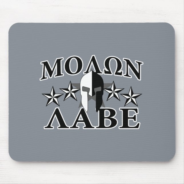 Molon Labe Spartan Warrior 5 stjärnor Black White Musmatta (Framsidan)