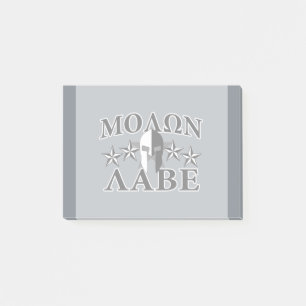 Molon Labe Spartan Warrior 5 stjärnor Black White Post-it Block