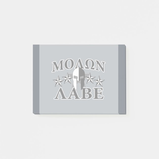 Molon Labe Spartan Warrior 5 stjärnor Black White Post-it Block (Framsida)