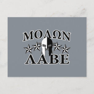 Molon Labe Spartan Warrior 5 stjärnor Black White Vykort