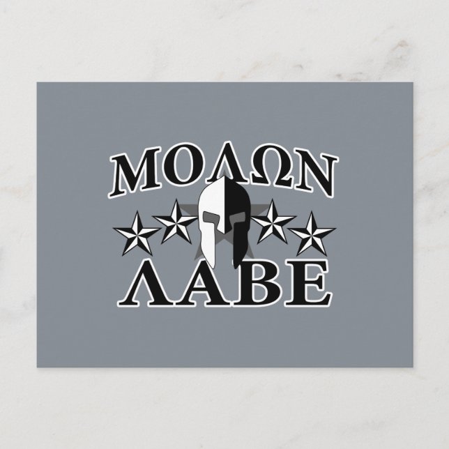 Molon Labe Spartan Warrior 5 stjärnor Black White Vykort (Framsida)