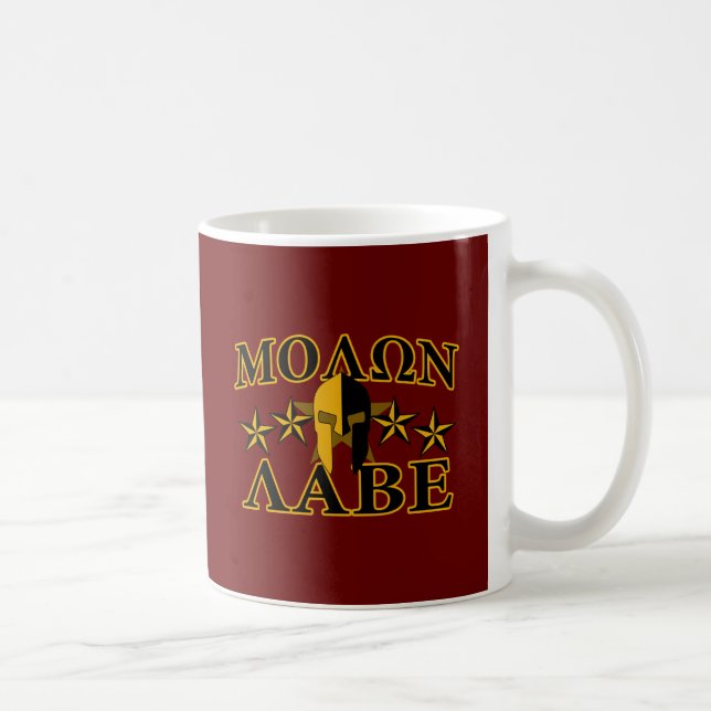 Molon Labe Spartan Warrior 5 stjärnor Burgundy Kaffemugg (Höger)