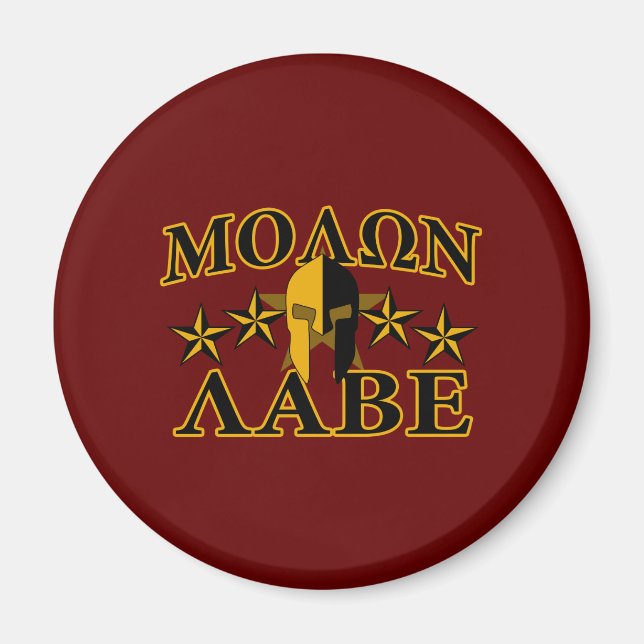 Molon Labe Spartan Warrior 5 stjärnor Burgundy Magnet (Framsidan)