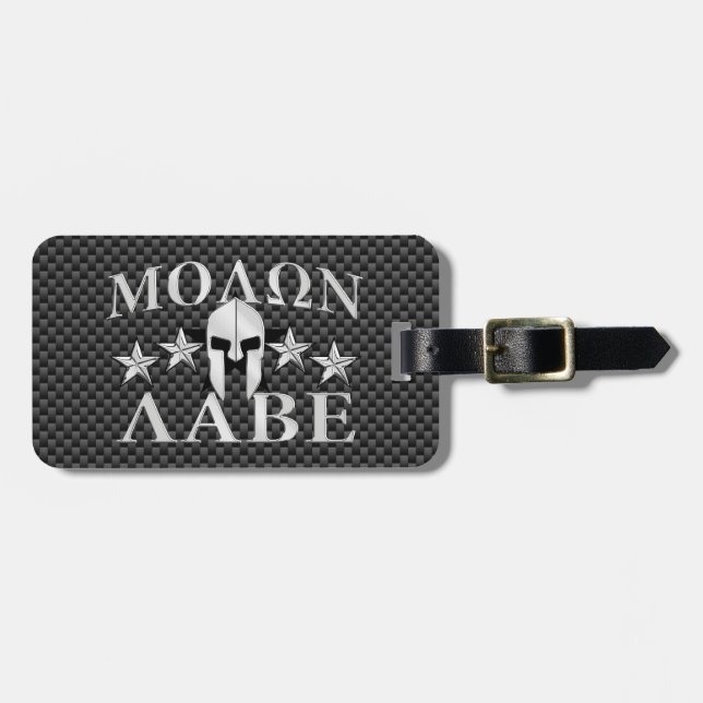 Molon Labe Spartan Warrior 5 stjärnor Carbon Bagagebricka (Horisontell Framsida)
