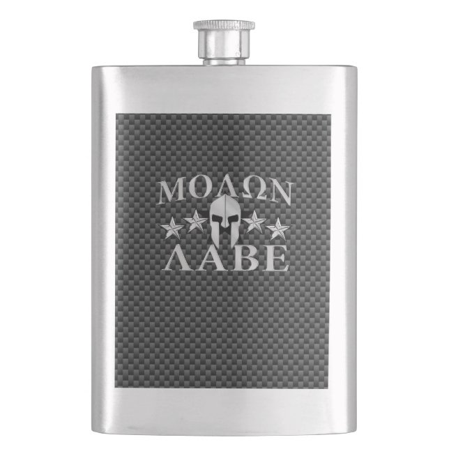 Molon Labe Spartan Warrior 5 stjärnor Carbon Fickplunta (Framsidan)