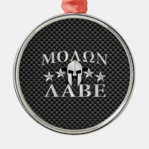 Molon Labe Spartan Warrior 5 stjärnor Carbon Julgransprydnad Metall