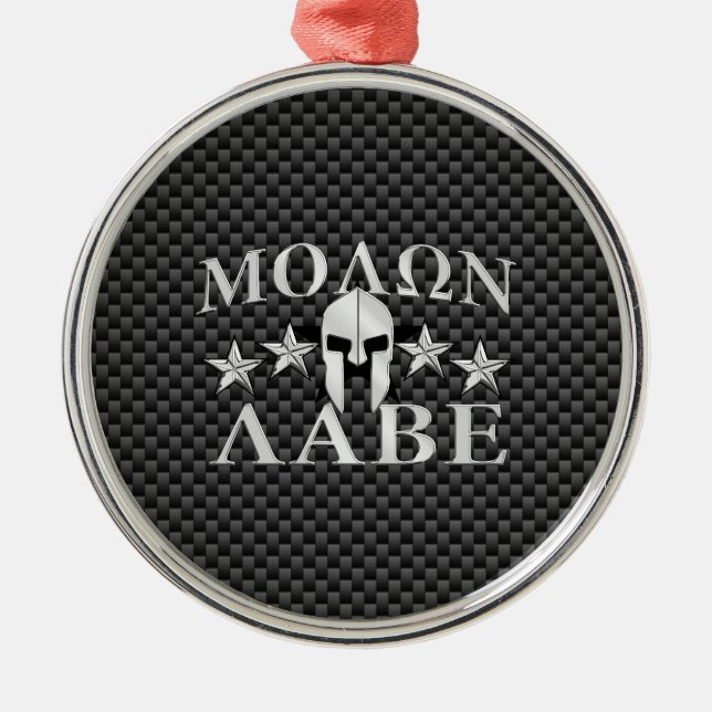 Molon Labe Spartan Warrior 5 stjärnor Carbon Julgransprydnad Metall (Framsidan)