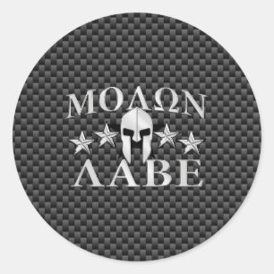 Molon Labe Spartan Warrior 5 stjärnor Carbon Runt Klistermärke