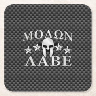 Molon Labe Spartan Warrior 5 stjärnor Carbon Underlägg Papper Kvadrat