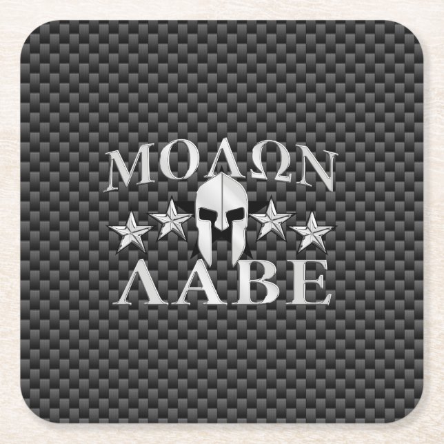 Molon Labe Spartan Warrior 5 stjärnor Carbon Underlägg Papper Kvadrat (Framsidan)