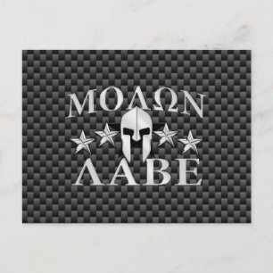 Molon Labe Spartan Warrior 5 stjärnor Carbon Vykort
