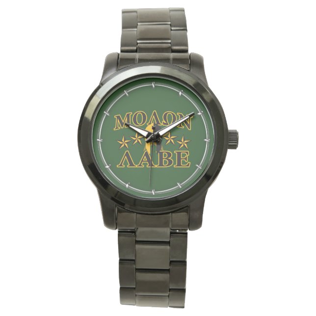 Molon Labe Spartan Warrior 5 stjärnor grönt Armbandsur (Framsida)