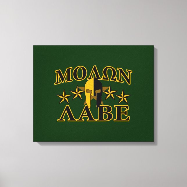 Molon Labe Spartan Warrior 5 stjärnor grönt Canvastryck (Framsida)