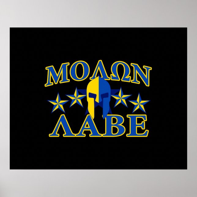 Molon Labe Spartan Warrior 5 stjärnor Gult Blue Poster (Framsidan)