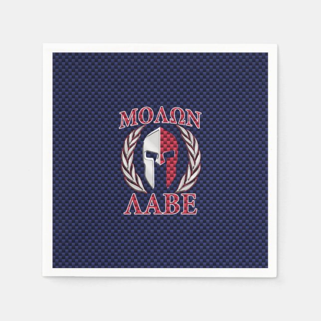 Molon Labe Spartan Warrior Carbon Fiber Chrome Pappersservett (Framsidan)