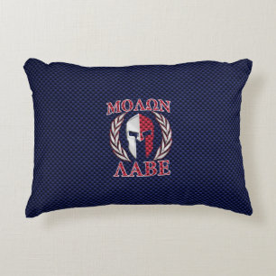 Molon Labe Spartan Warrior Carbon Fiber Chrome Prydnadskudde
