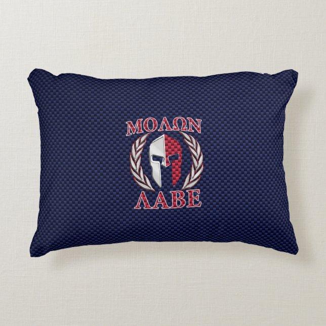 Molon Labe Spartan Warrior Carbon Fiber Chrome Prydnadskudde (Framsidan)