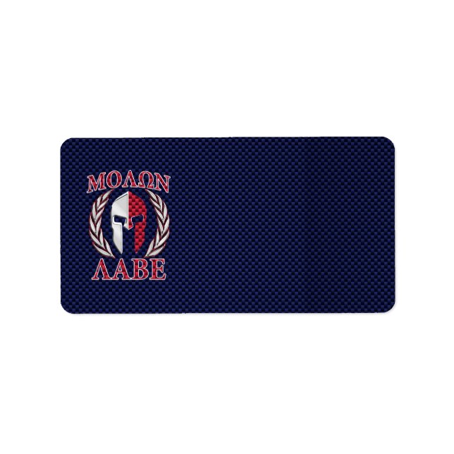 Molon Labe Spartan Warrior Carbon Fiber Stil Adressetikett (Framsidan)