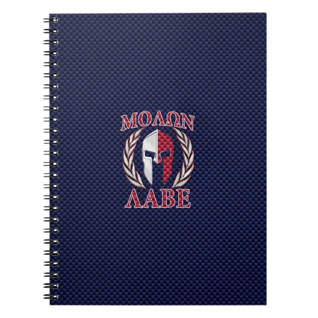 Molon Labe Spartan Warrior Carbon Fiber Stil Anteckningsbok Med Spiral (Framsidan)