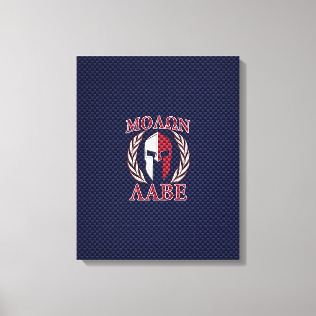 Molon Labe Spartan Warrior Carbon Fiber Stil Canvastryck (Framsida)