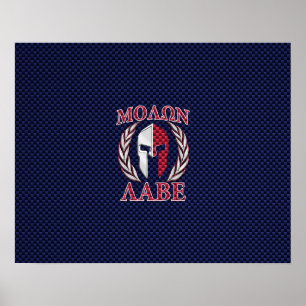 Molon Labe Spartan Warrior Carbon Fiber Stil Poster