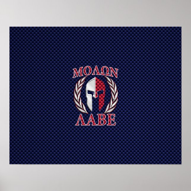 Molon Labe Spartan Warrior Carbon Fiber Stil Poster (Framsidan)
