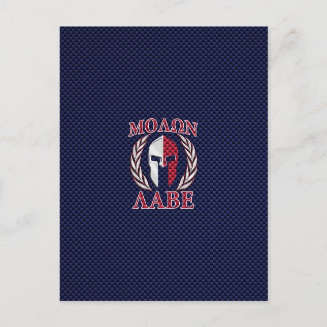 Molon Labe Spartan Warrior Carbon Fiber Stil Vykort (Framsida)