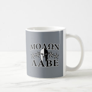 Molon Labe Spartan Warrior Helmet 5 stjärnor B&W Kaffemugg