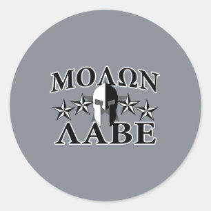 Molon Labe Spartan Warrior Helmet 5 stjärnor B&W Runt Klistermärke