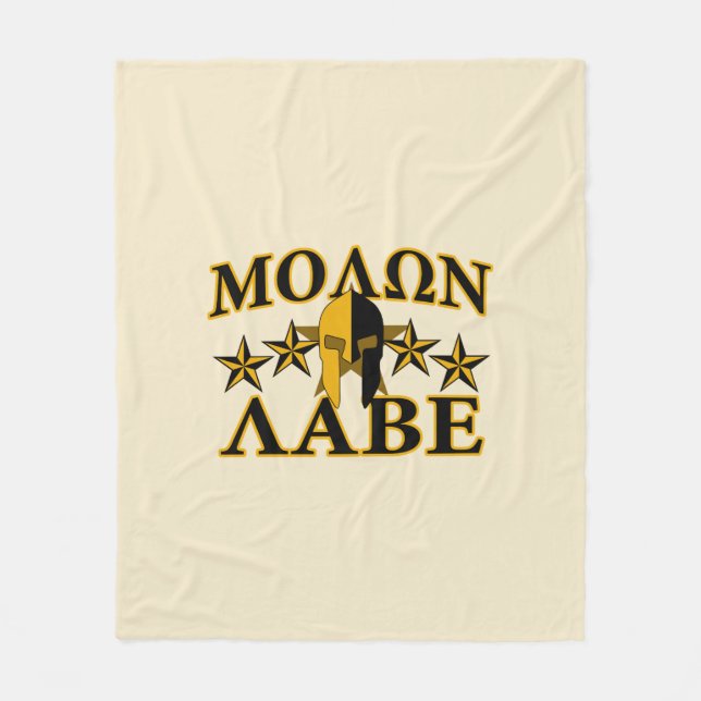 Molon Labe Spartan Warrior Helmet 5 stjärnor Golde Fleecefilt (Framsidan)