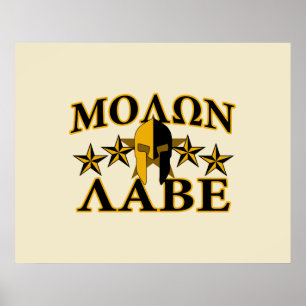 Molon Labe Spartan Warrior Helmet 5 stjärnor Golde Poster