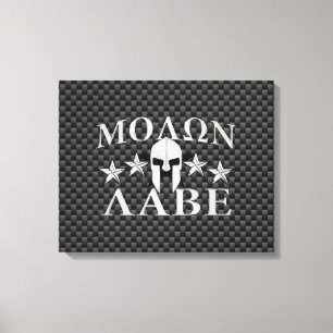 Molon Labe Spartan Warrior Helmet 5 stjärnor kol Canvastryck