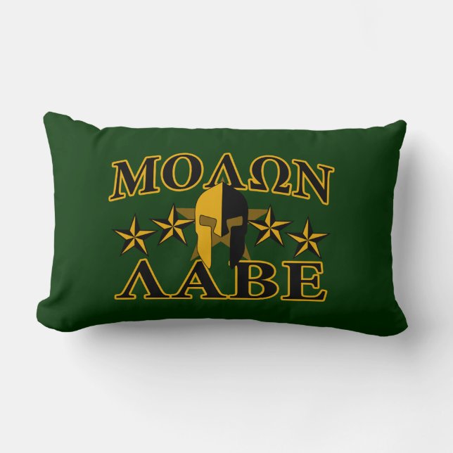Molon Labe Spartan Warrior Helmet 5 stjärnor Lumbarkudde (Framsida)