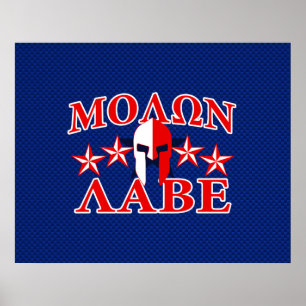 Molon Labe Spartan Warrior Helmet 5 stjärnor Patri Poster