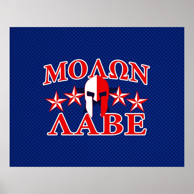 Molon Labe Spartan Warrior Helmet 5 stjärnor Patri Poster (Framsidan)