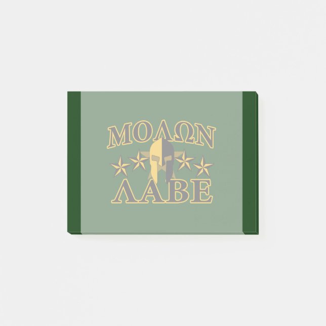 Molon Labe Spartan Warrior Helmet 5 stjärnor Post-it Block (Framsida)