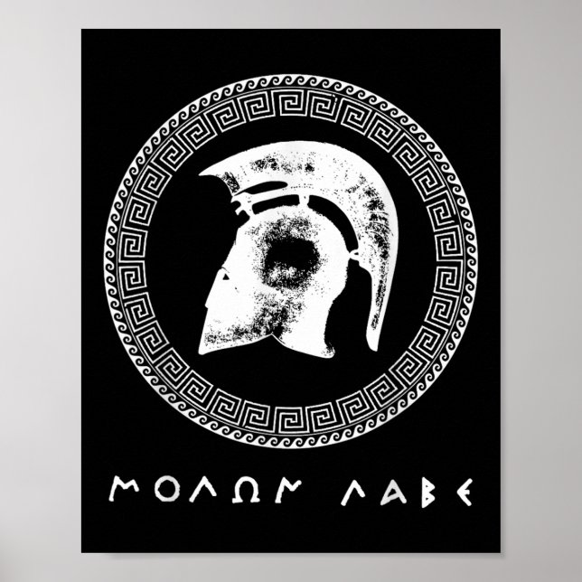Molon Labe Spartan Warrior Helmet Ancient Greece W Poster (Framsidan)