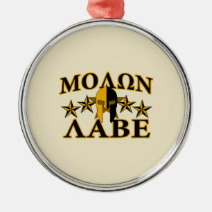 Molon Labe Spartan Warrior Helmet Golden Decor Julgransprydnad Metall