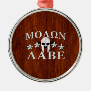 Molon Labe Spartan Warrior Helmet Mahogany Julgransprydnad Metall