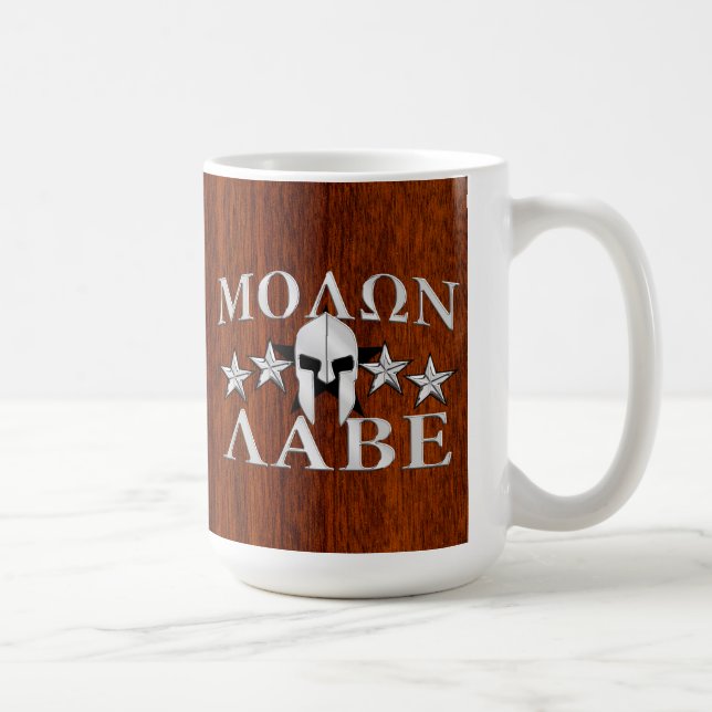 Molon Labe Spartan Warrior Helmet Mahogany Kaffemugg (Höger)