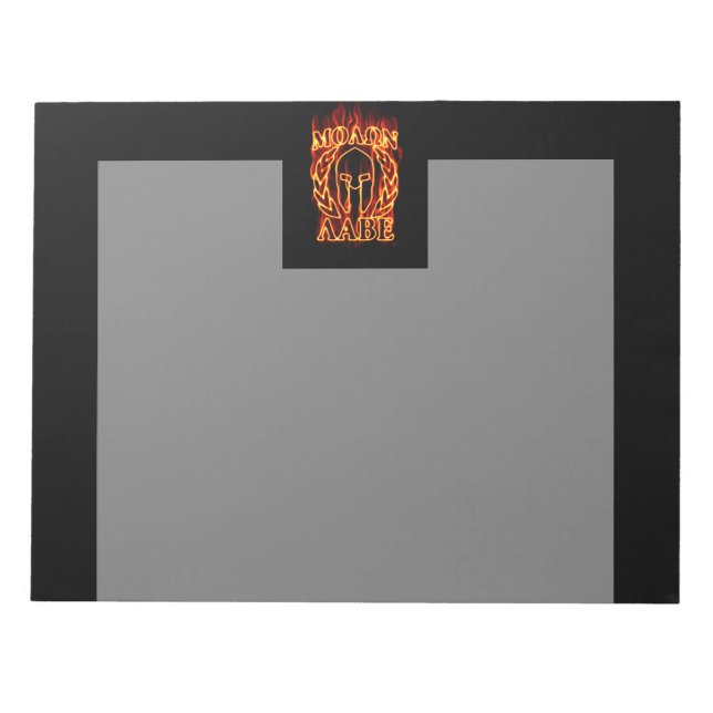 Molon Labe Spartan Warrior in Flames Anteckningsblock (Framsida)