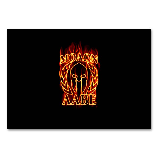 Molon Labe Spartan Warrior in Flames Bordsnummer (Framsidan)