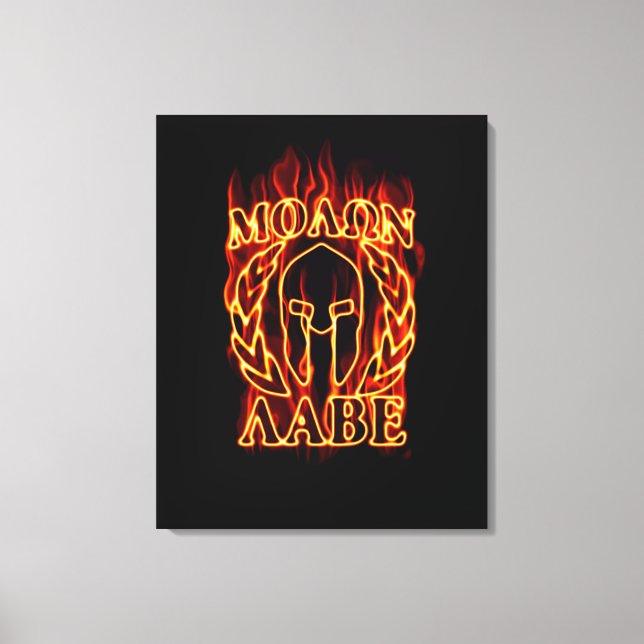 Molon Labe Spartan Warrior in Flames Canvastryck (Framsida)